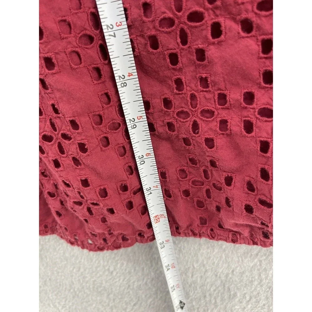 Madewell Women's Cutout Dress Solid Red Pockets Short Sleeve Size 6 - Picture 7 of 10